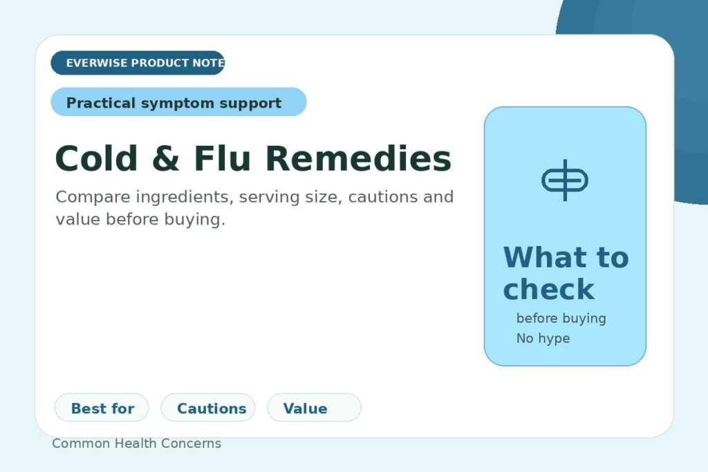EverWise editorial product note image for Cold & Flu Remedies — what to check before buying
