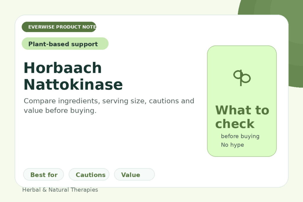 EverWise editorial product note image for Horbaach Nattokinase — what to check before buying