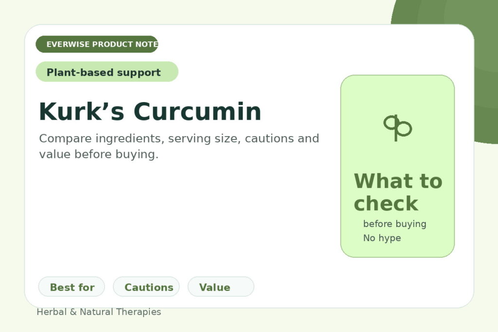 EverWise editorial product note image for Kurk’s Curcumin — what to check before buying