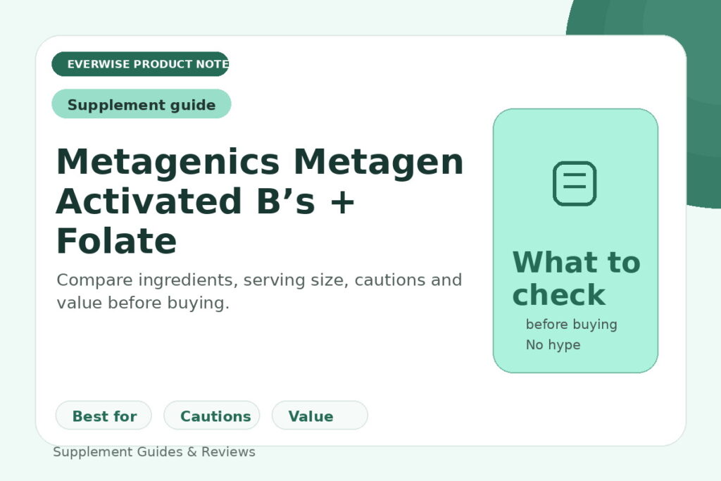 EverWise editorial product note image for Metagenics Metagen Activated B’s + Folate — what to check before buying