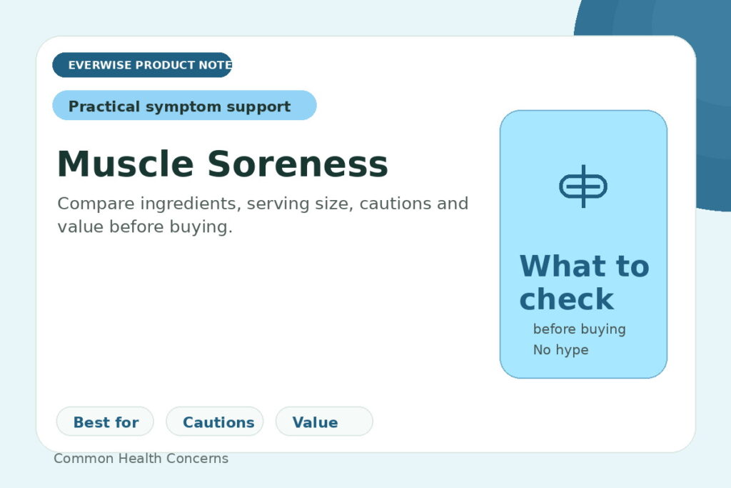 EverWise editorial product note image for Muscle Soreness — what to check before buying