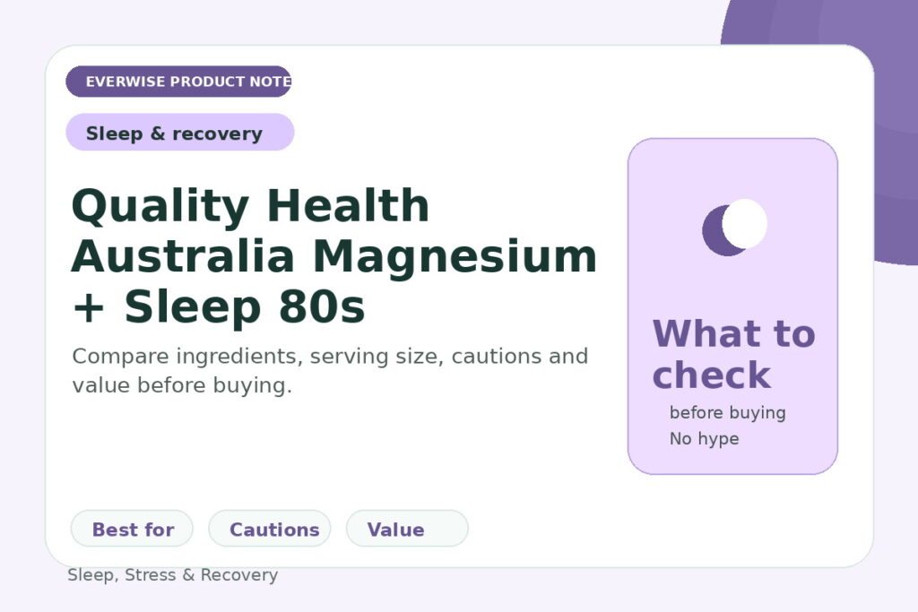 EverWise editorial product note image for Quality Health Australia Magnesium plus Sleep 80s