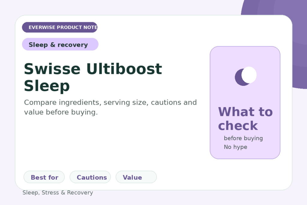 EverWise editorial product note image for Swisse Ultiboost Sleep — what to check before buying